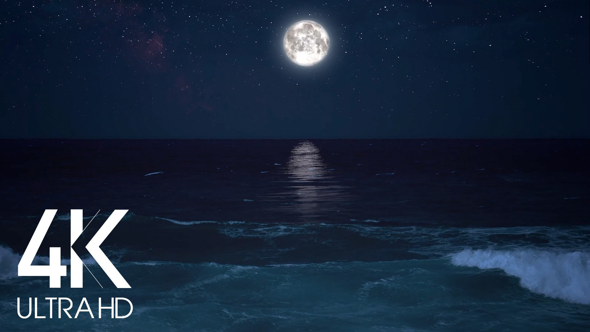 ocean at night with moon