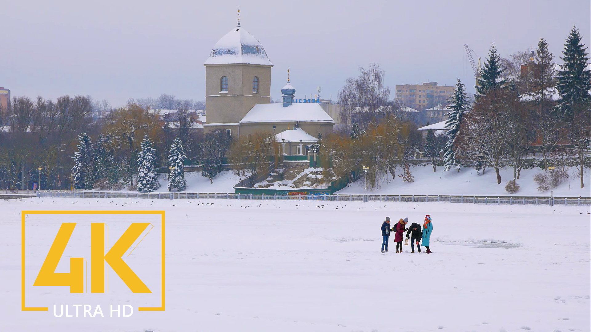 Winter in Ternopil, Ukraine 4K Urban Travel Film (City Sounds mixed