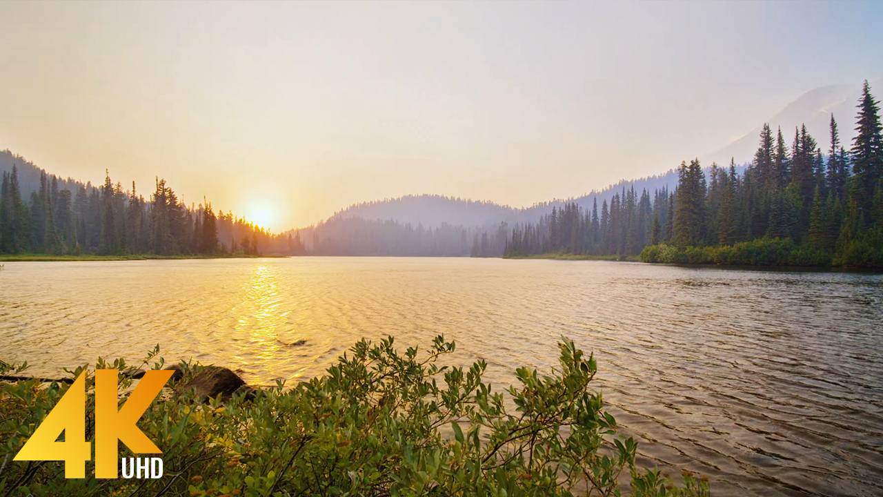 4k_Wildfire_Smoky_Sunset_At_Mount_Rainier_Nature_Relax_Video_YOUTUBE