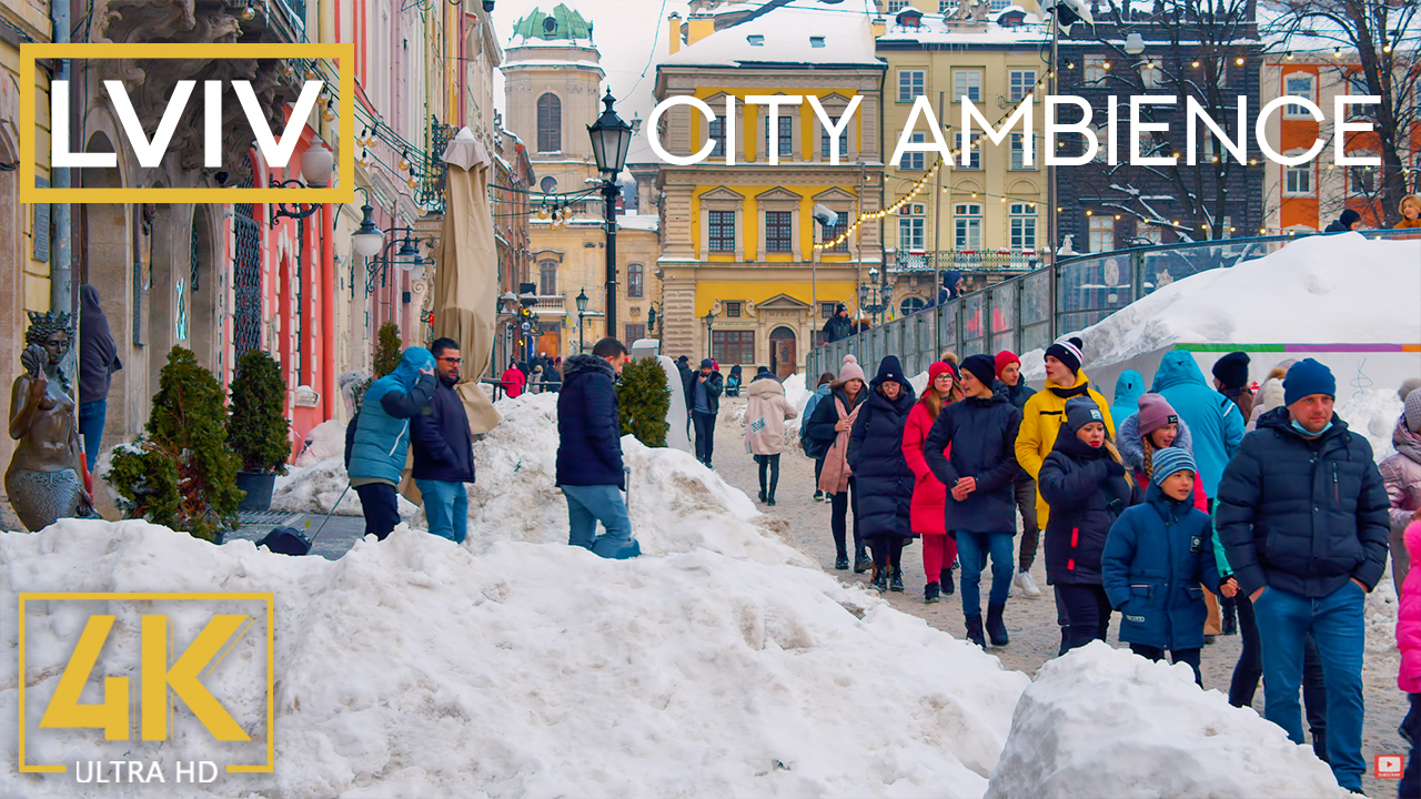 4K_Snow_Covered_Lviv,_Ukraine_Evening_City_Ambience_Urban_Relax