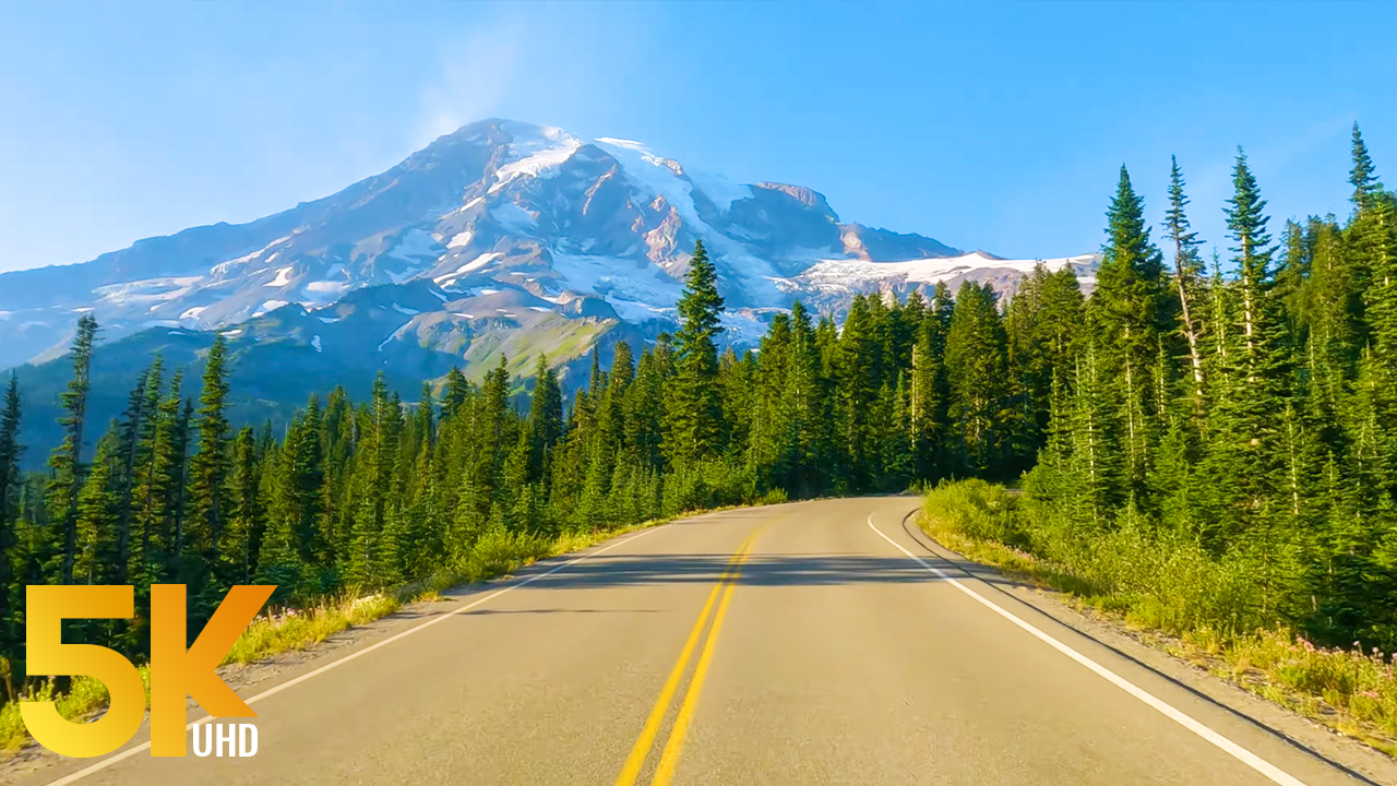 Mount Rainer Driving 5K Scenic Roads of Mount Rainier Area - 7 HRS Drive through Mountain ...